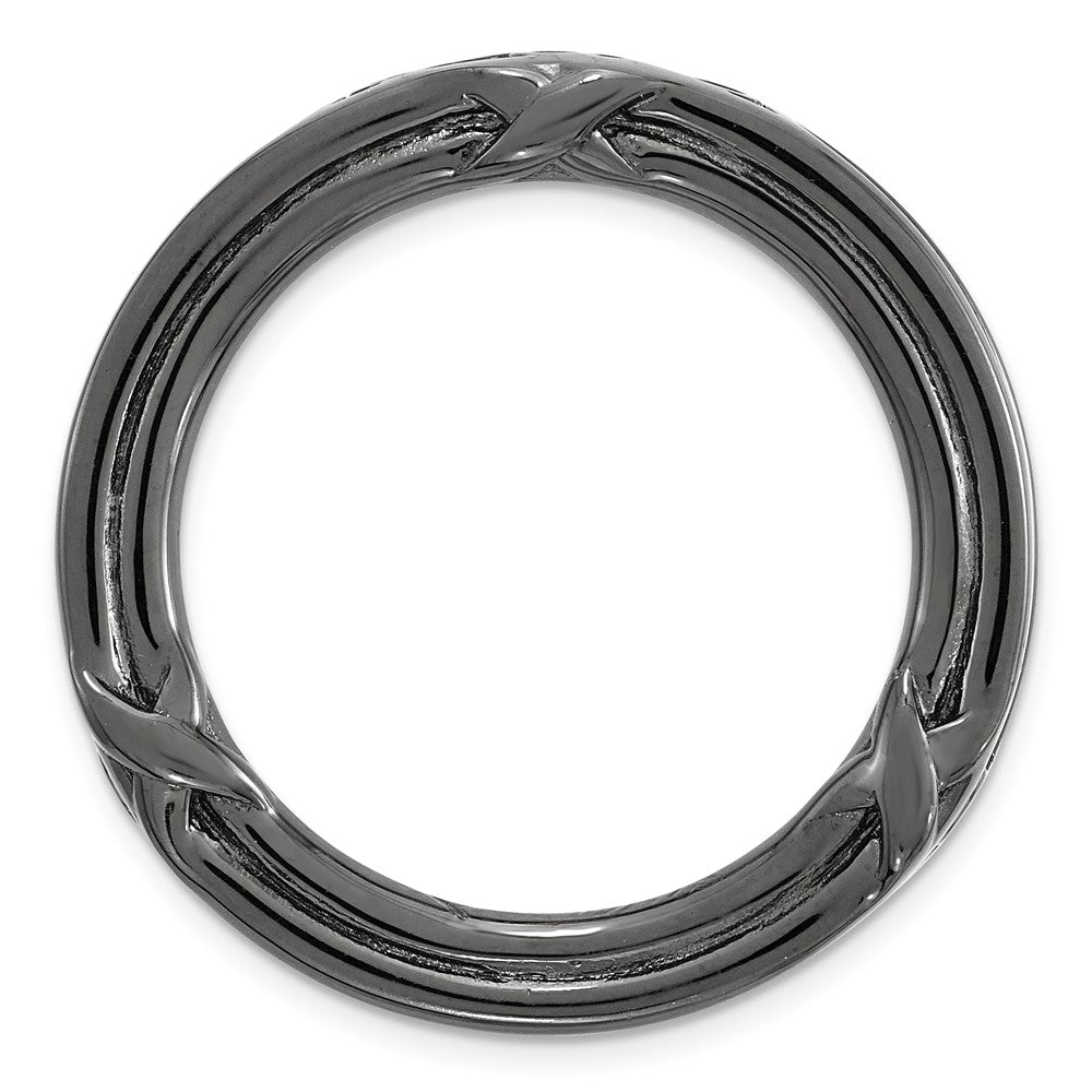 Black Plated Sterling Silver Stackable Med Grooved X Slide, 20mm, Item P12416 by The Black Bow Jewelry Co.