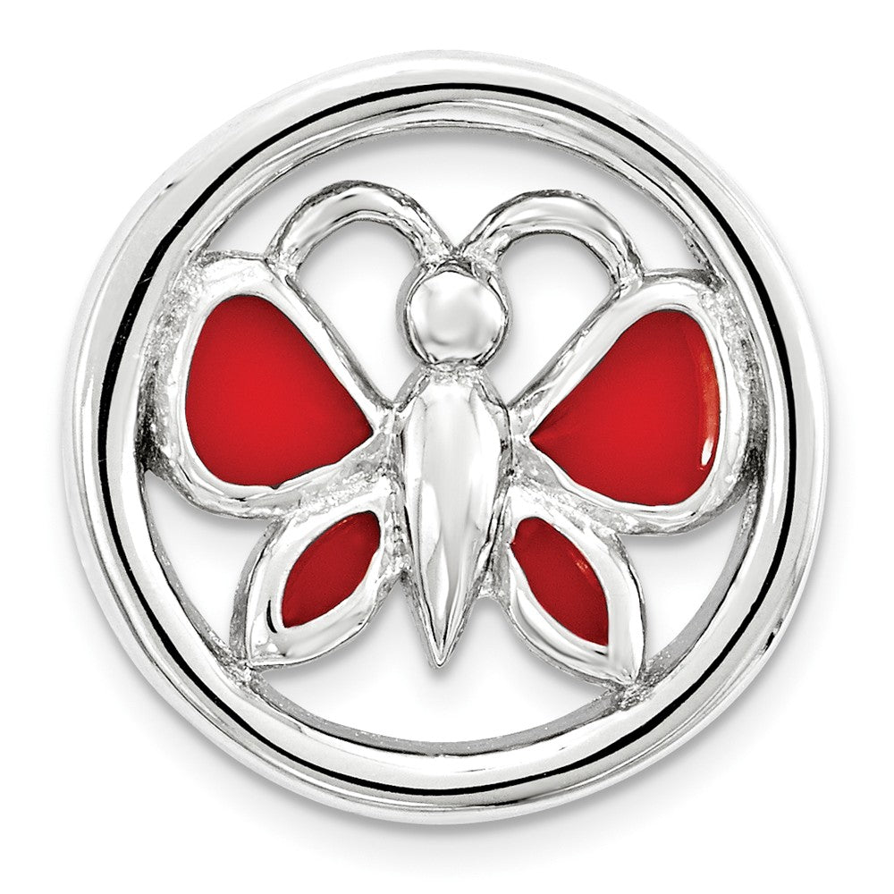 Sterling Silver Enameled Stackable Small Red Butterfly Slide, 12mm, Item P12423 by The Black Bow Jewelry Co.