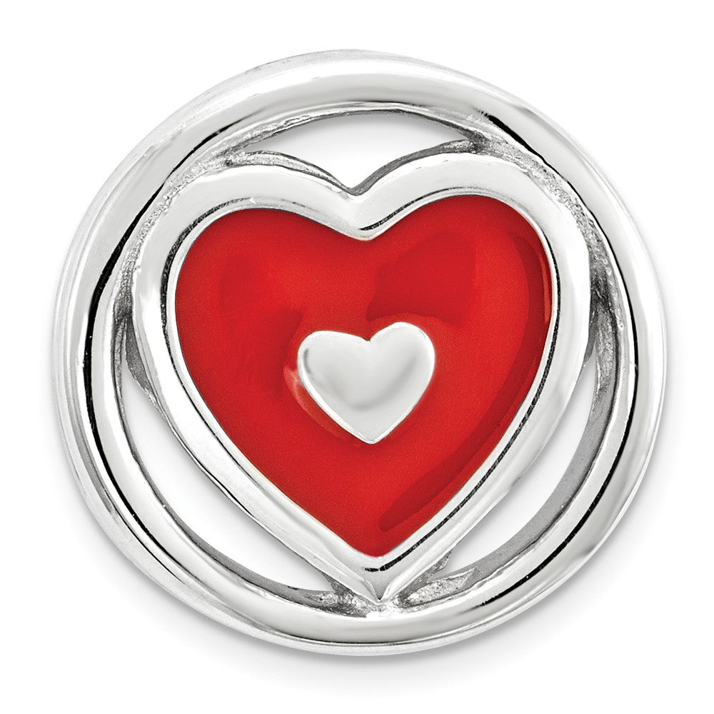 Sterling Silver Enameled Stackable Small Red Heart Slide, 12mm, Item P12424 by The Black Bow Jewelry Co.