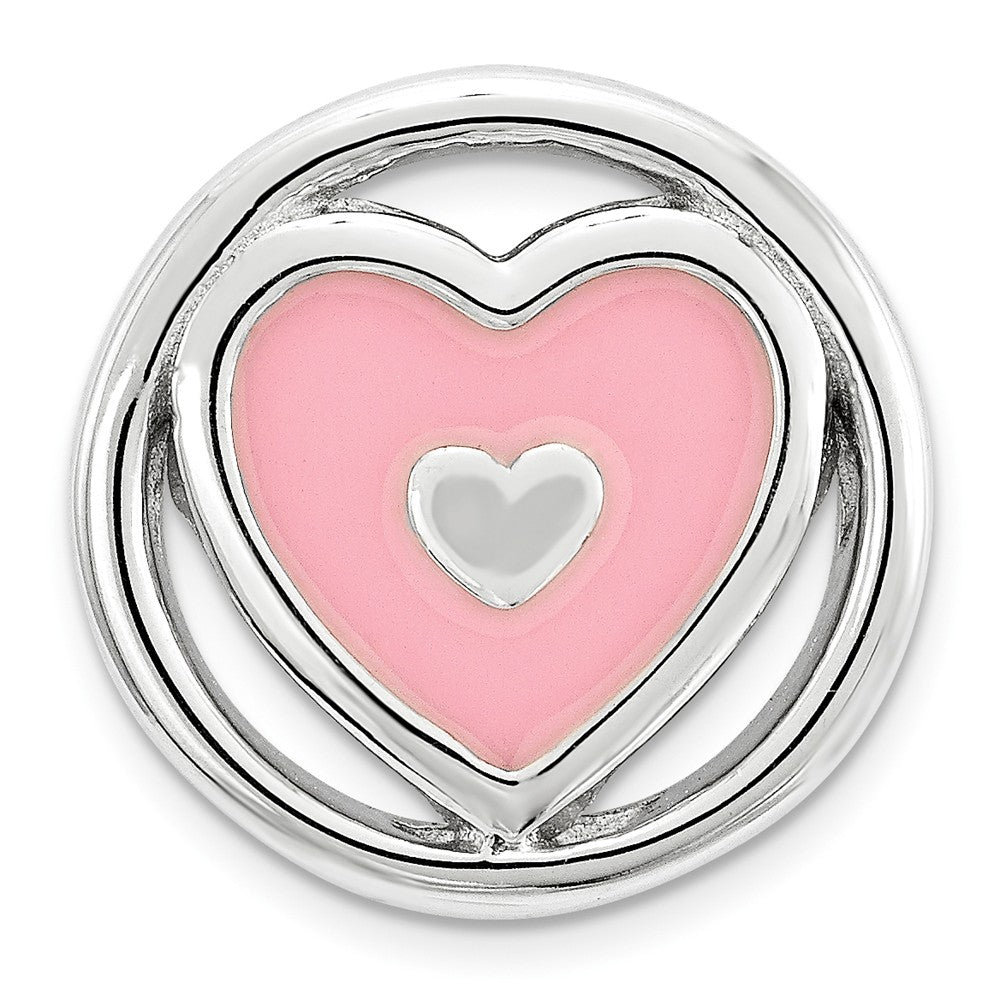 Sterling Silver Enameled Stackable Small Pink Heart Slide, 12mm, Item P12425 by The Black Bow Jewelry Co.