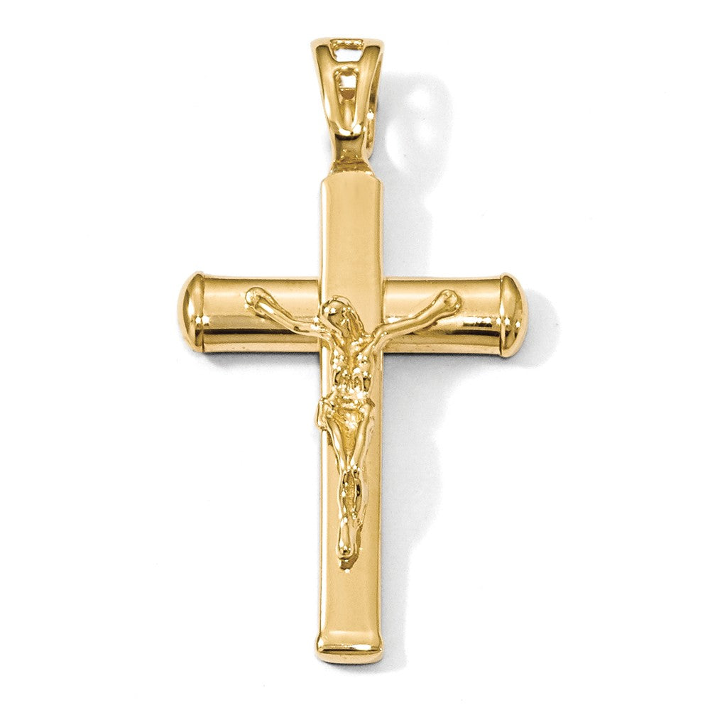 14k Yellow Gold Polished Crucifix Pendant, 21 x 38mm, Item P12480 by The Black Bow Jewelry Co.