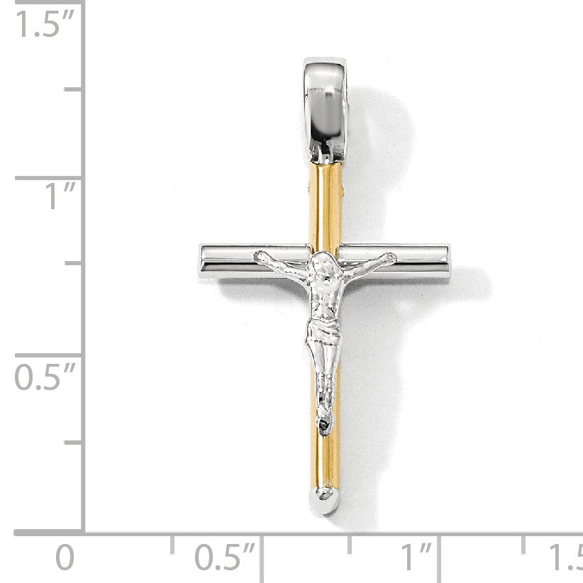Alternate view of the 14k Two Tone Gold, Polished Crucifix Pendant, 17 x 32mm by The Black Bow Jewelry Co.