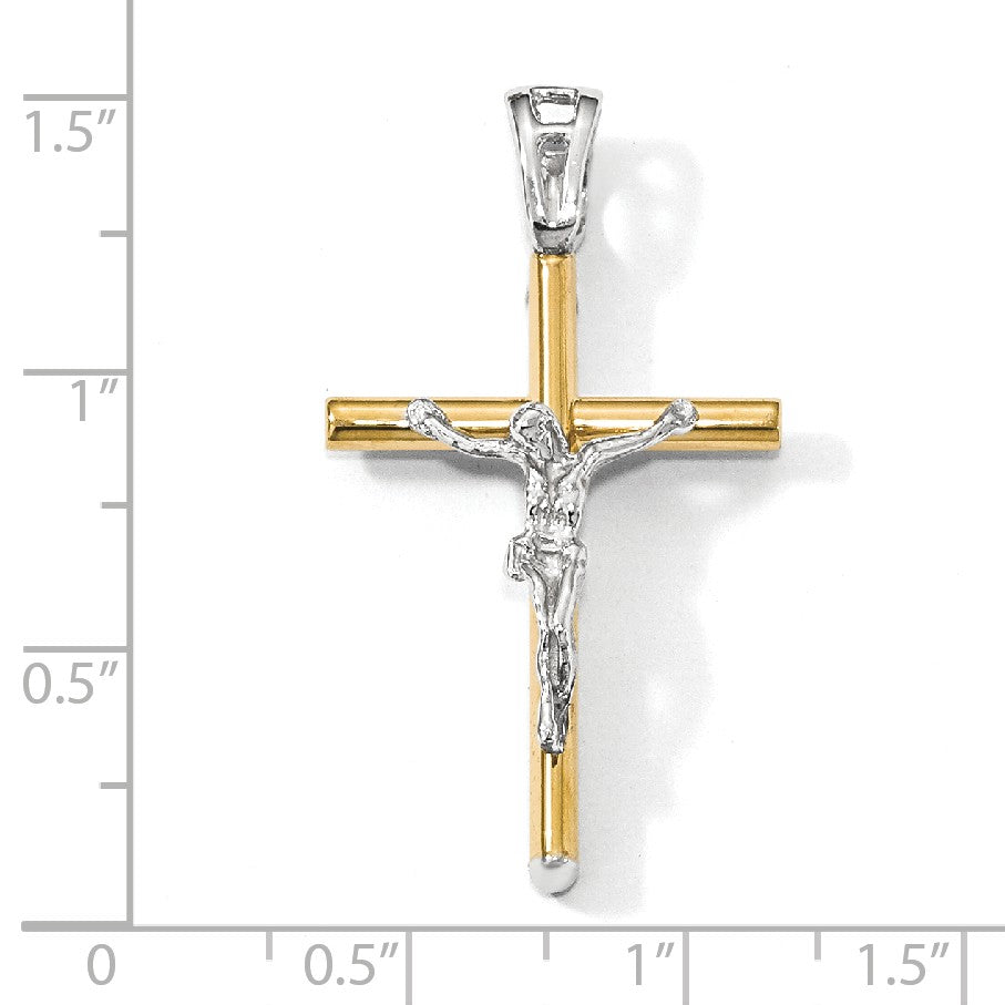 Alternate view of the 14k Two Tone Gold, Polished Crucifix Pendant, 21 x 37mm by The Black Bow Jewelry Co.