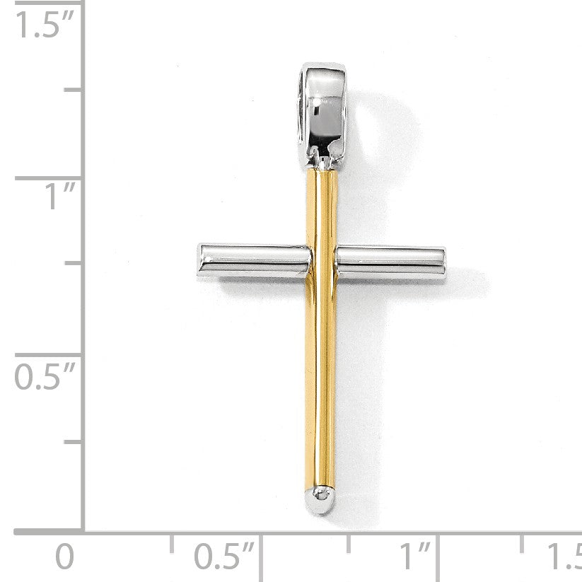 Alternate view of the 14k Two Tone Gold, Polished Hollow Cross Pendant, 18 x 32mm by The Black Bow Jewelry Co.