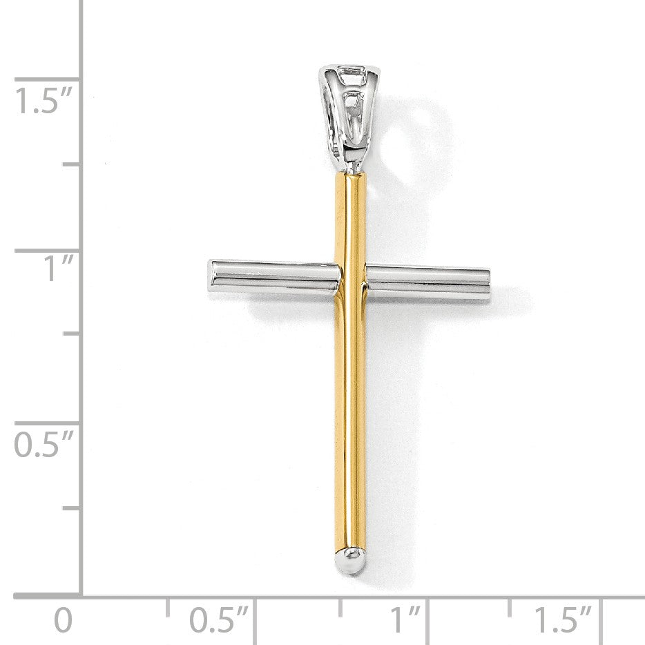 Alternate view of the 14k Two Tone Gold, Polished Cross Pendant, 21 x 38mm by The Black Bow Jewelry Co.