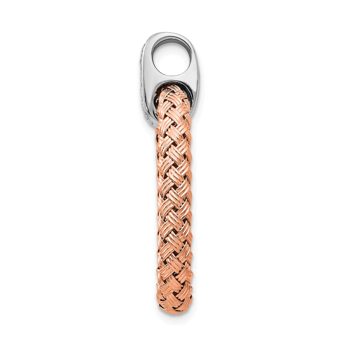 Alternate view of the Rose Gold Tone Plated Silver &amp; CZ Braided Oval Pendant, 17 x 30mm by The Black Bow Jewelry Co.