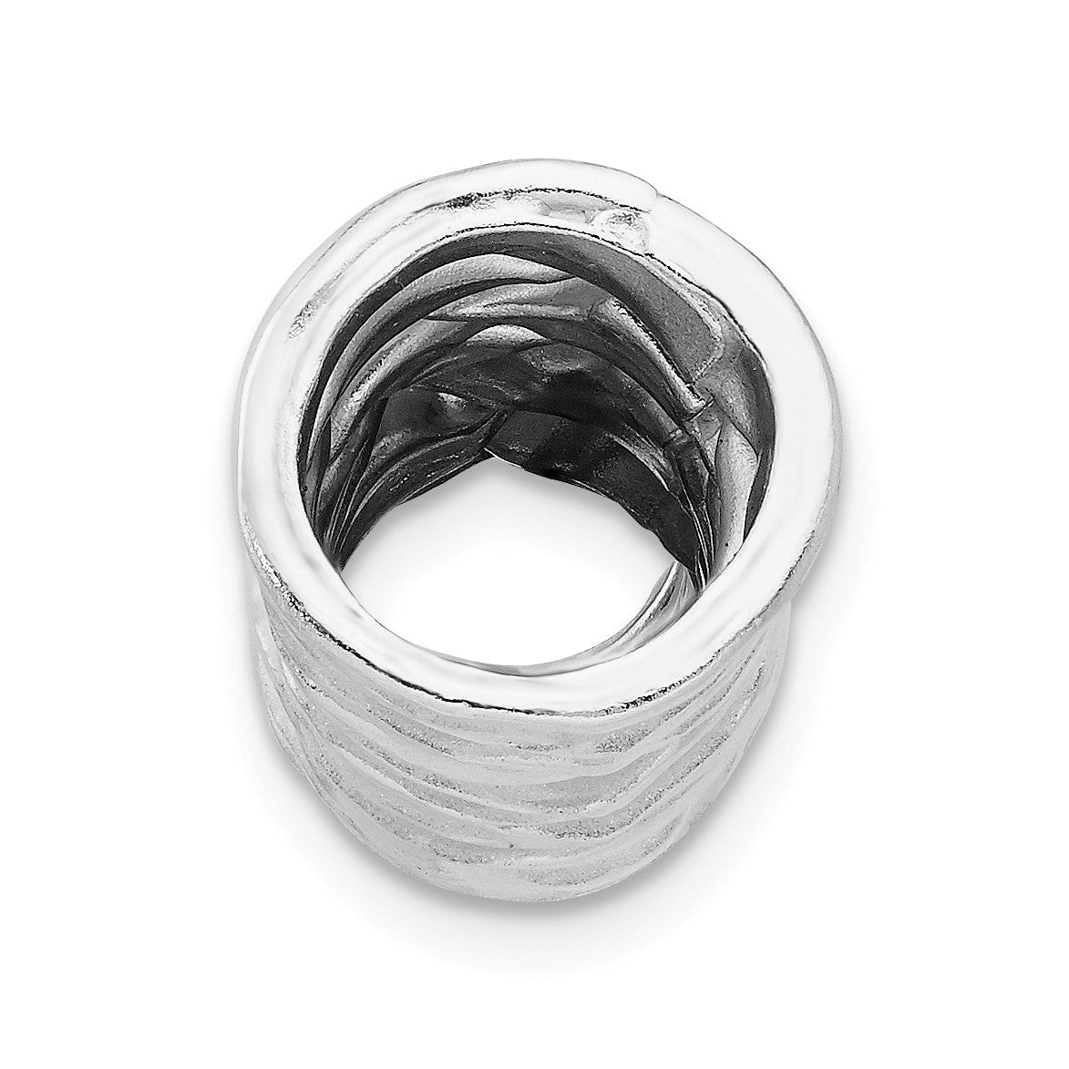 Alternate view of the Rhodium Sterling Silver &amp; White Enamel Crinkle Slide Pendant, 10x50mm by The Black Bow Jewelry Co.