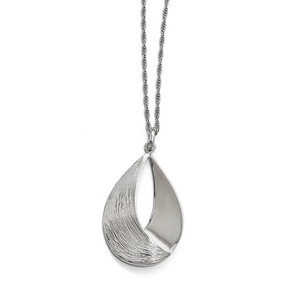 Sterling Silver Polished and Textured Teardrop Pendant, 25 x 42mm, Item P12529 by The Black Bow Jewelry Co.