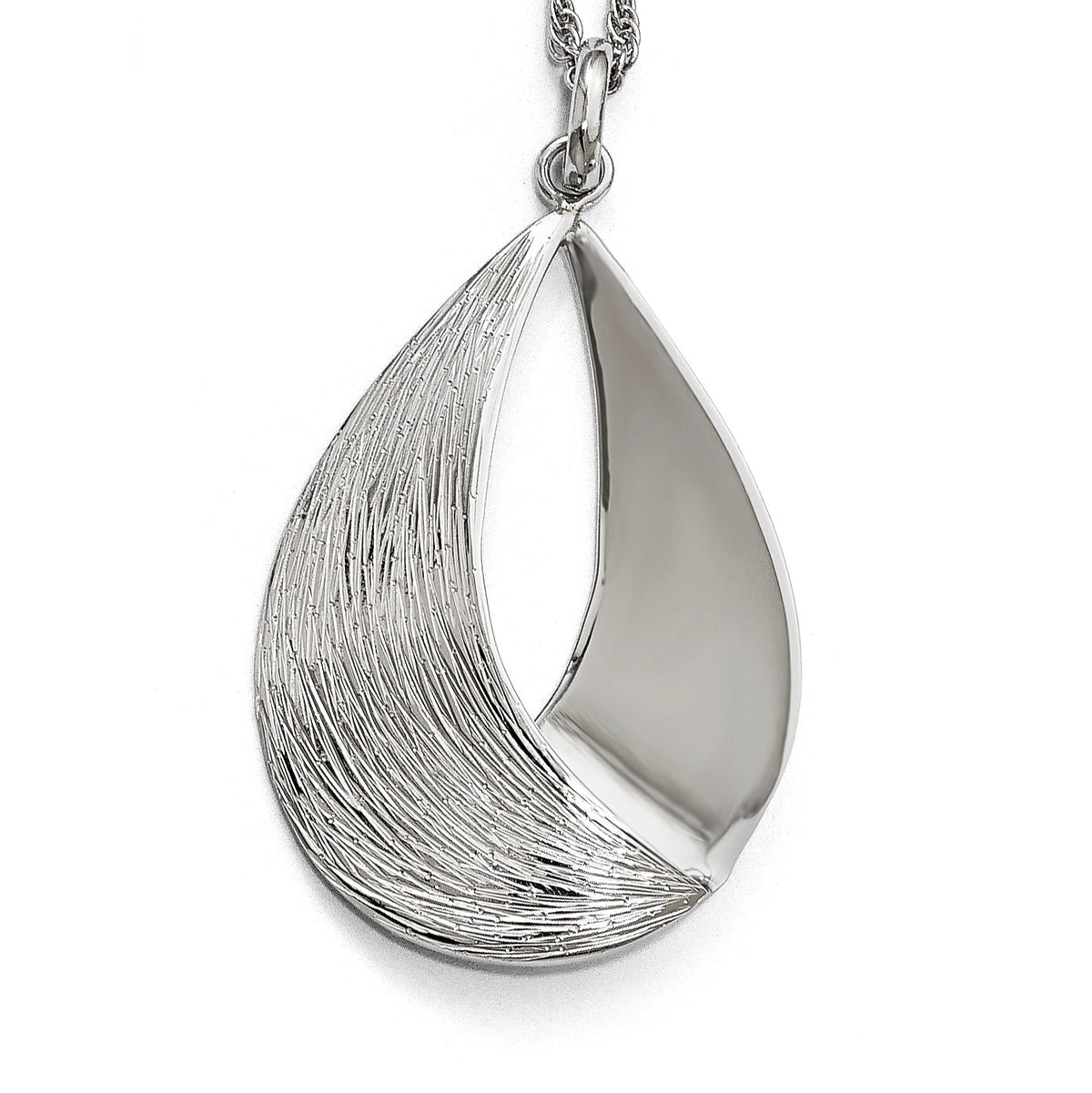 Alternate view of the Sterling Silver Polished and Textured Teardrop Pendant, 25 x 42mm by The Black Bow Jewelry Co.