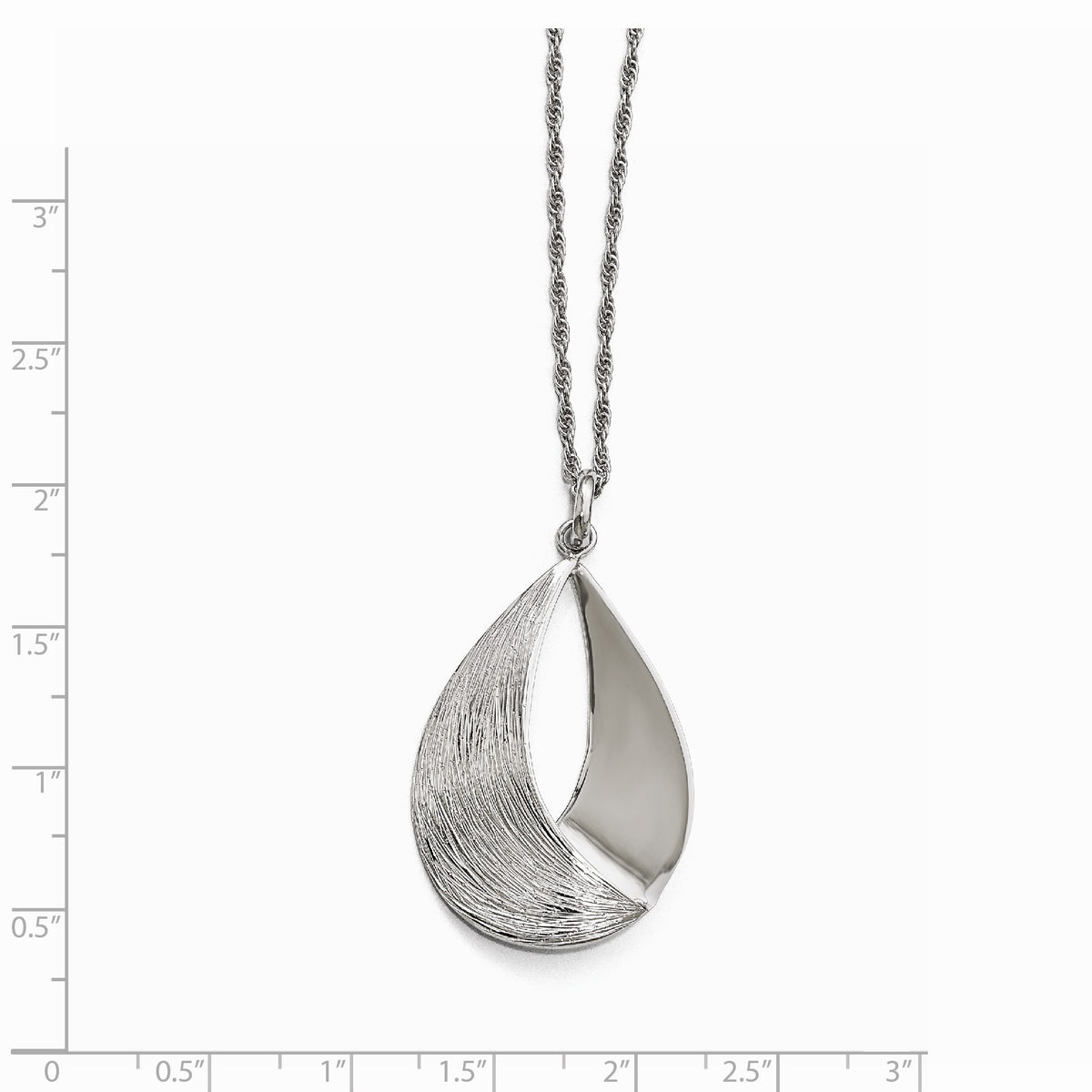 Alternate view of the Sterling Silver Polished and Textured Teardrop Pendant, 25 x 42mm by The Black Bow Jewelry Co.