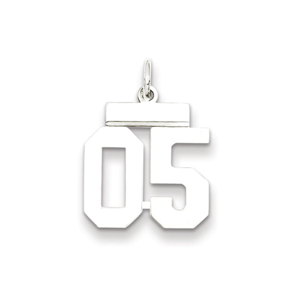 Sterling Silver, Athletic Collection Medium Polished Number 05 Pendant, Item P14042-05 by The Black Bow Jewelry Co.