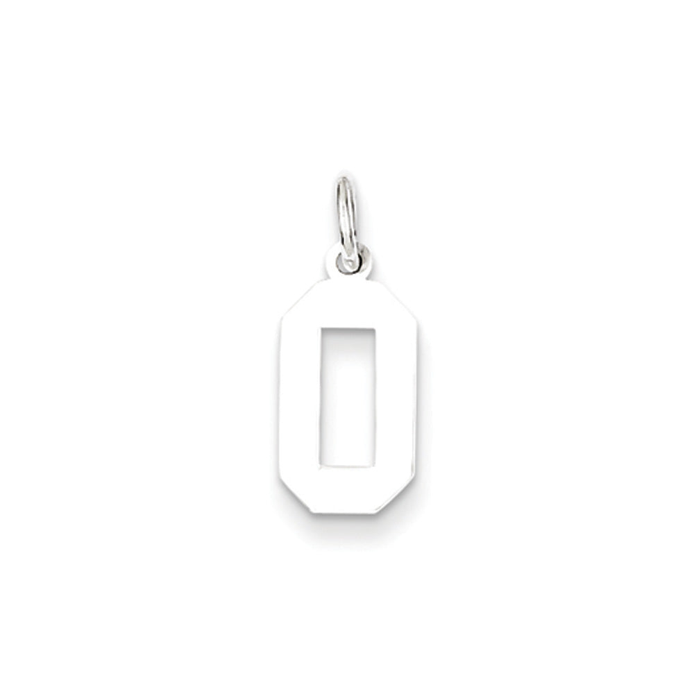 Sterling Silver, Athletic Collection Medium Polished Number 0 Pendant, Item P14042-0 by The Black Bow Jewelry Co.