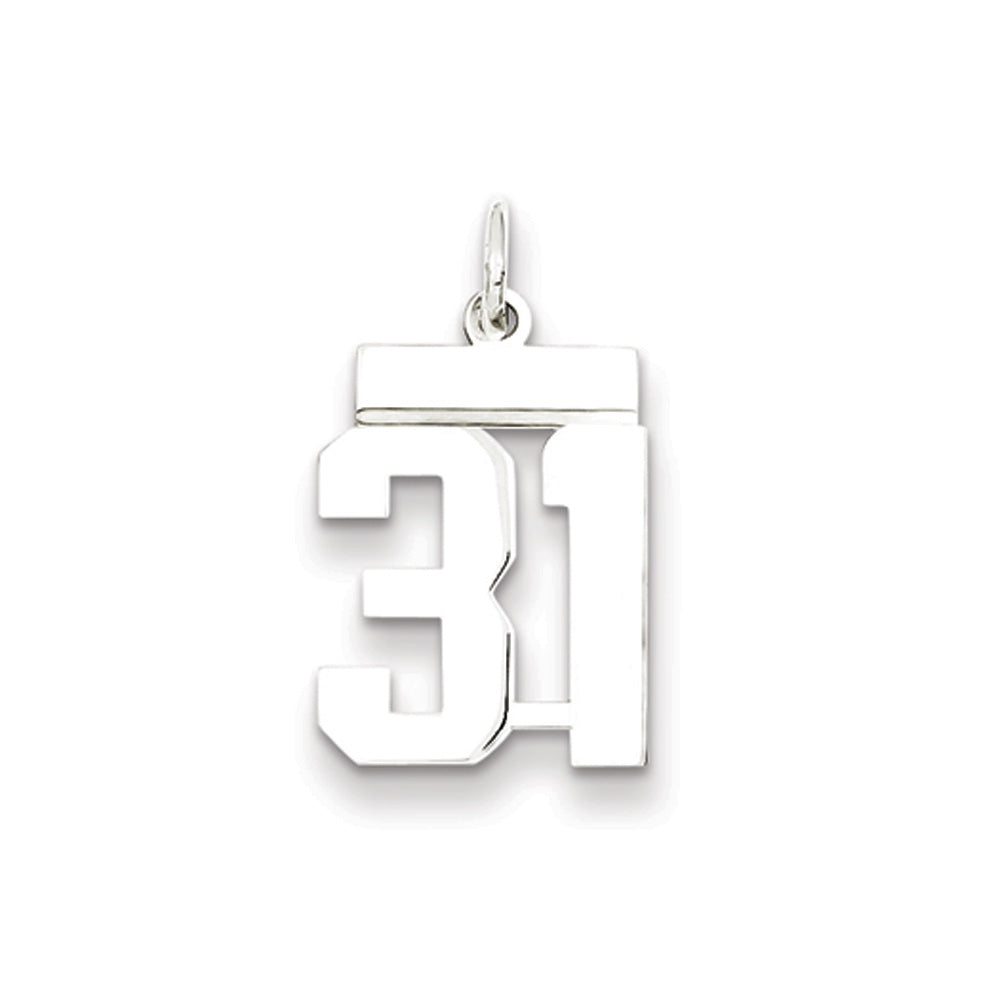 Sterling Silver, Athletic Collection Medium Polished Number 31 Pendant, Item P14042-31 by The Black Bow Jewelry Co.