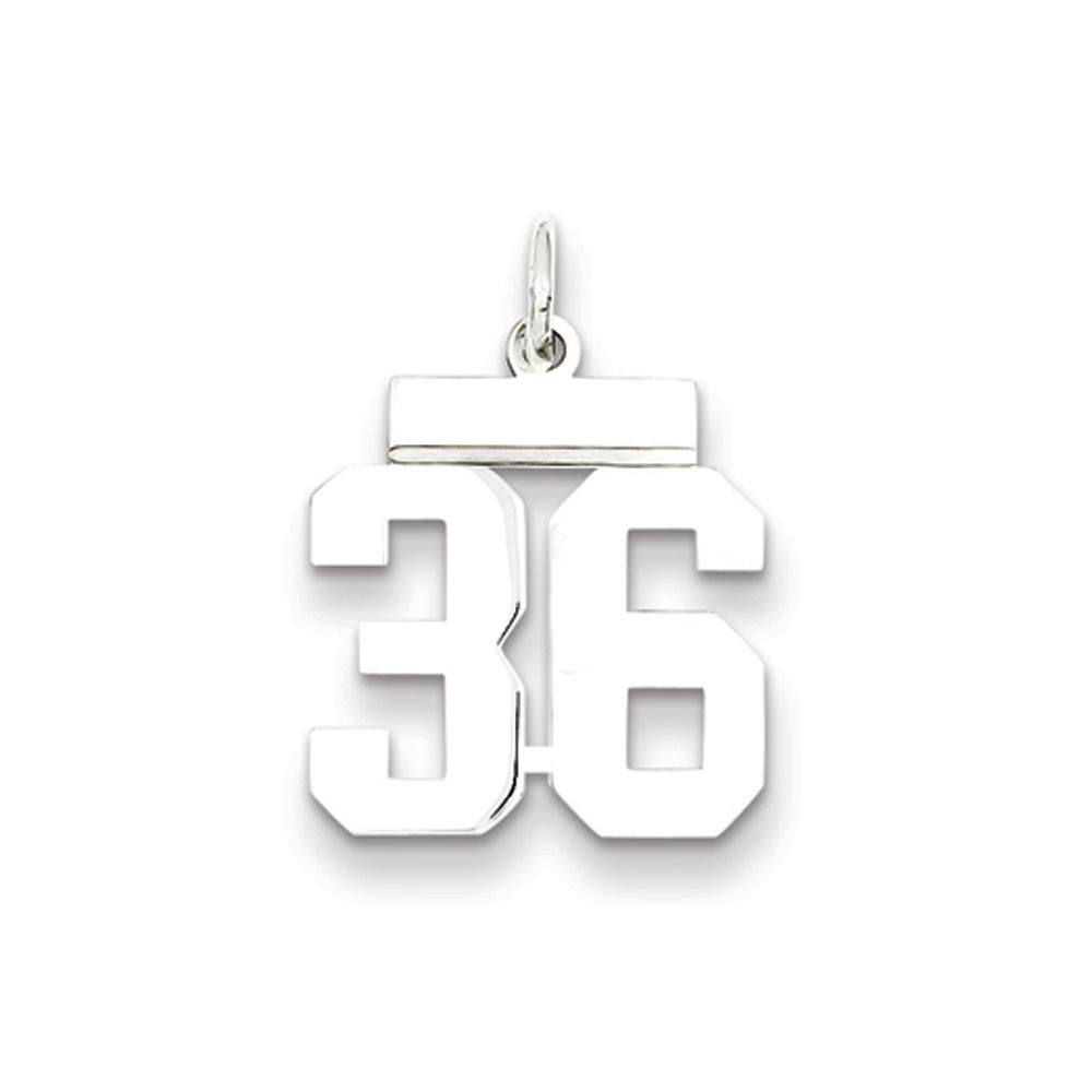 Sterling Silver, Athletic Collection Medium Polished Number 36 Pendant, Item P14042-36 by The Black Bow Jewelry Co.
