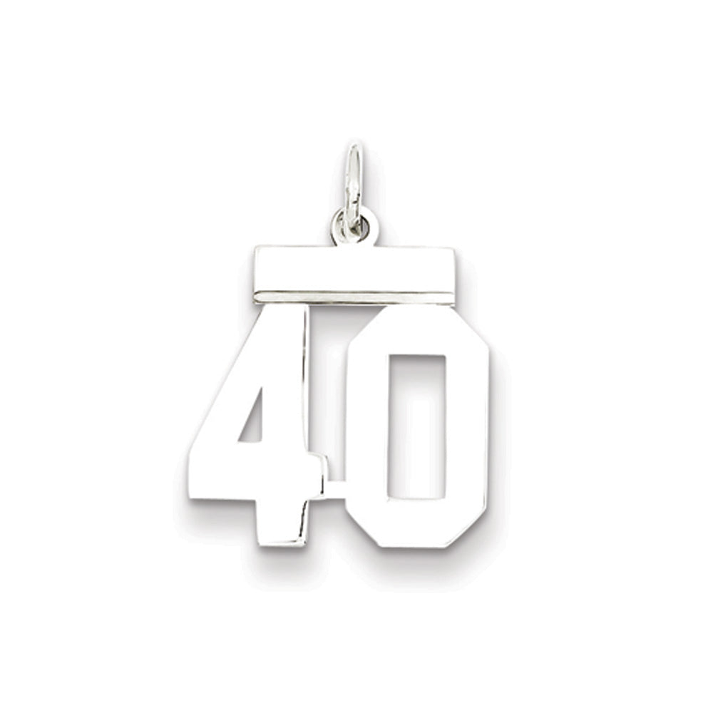 Sterling Silver, Athletic Collection Medium Polished Number 40 Pendant, Item P14042-40 by The Black Bow Jewelry Co.