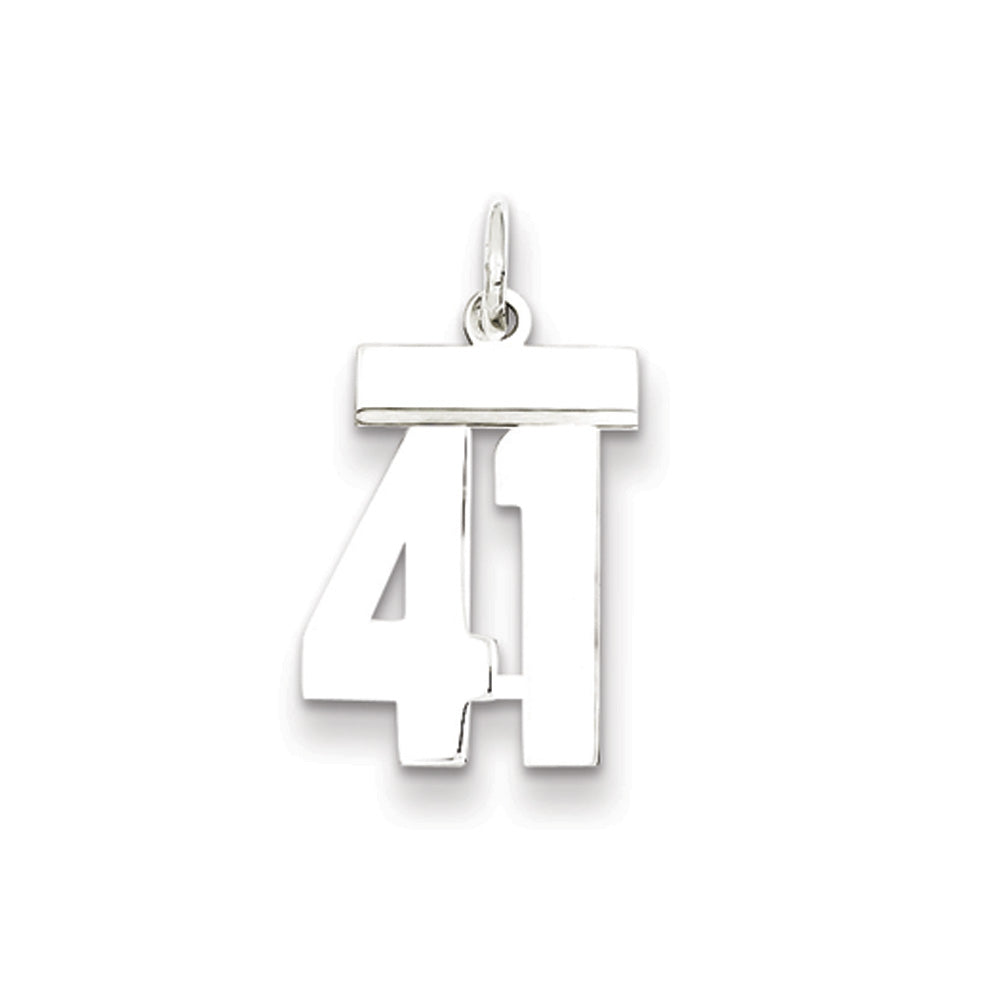 Sterling Silver, Athletic Collection Medium Polished Number 41 Pendant, Item P14042-41 by The Black Bow Jewelry Co.