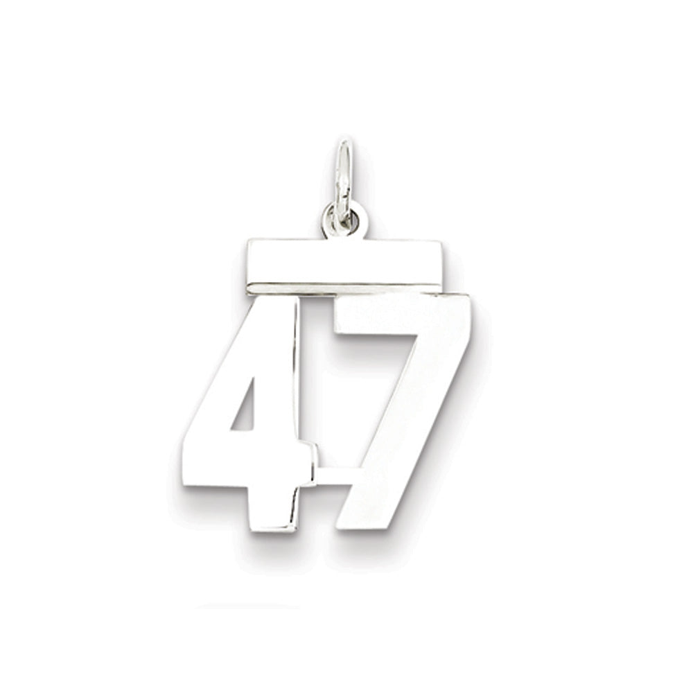Sterling Silver, Athletic Collection Medium Polished Number 47 Pendant, Item P14042-47 by The Black Bow Jewelry Co.