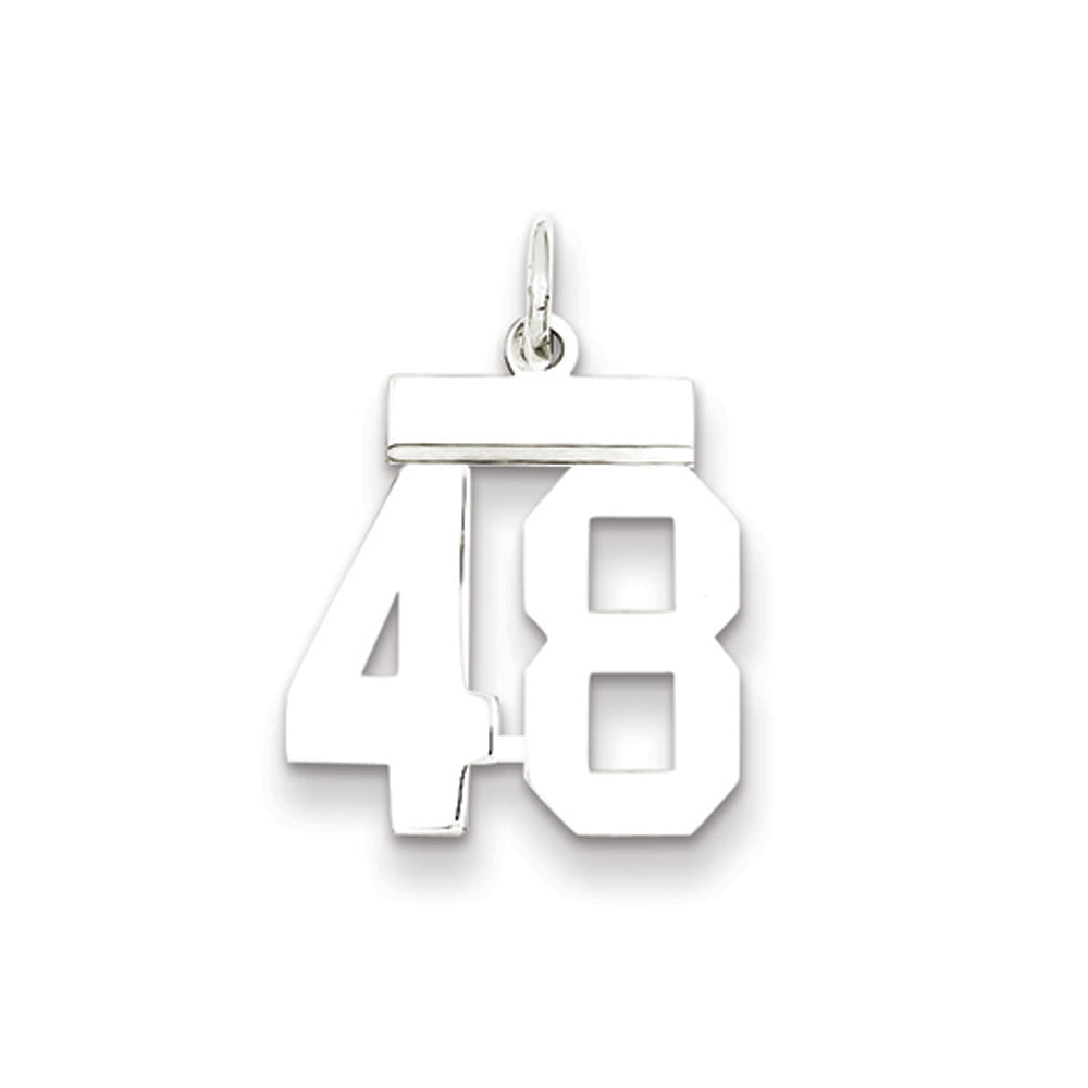 Sterling Silver, Athletic Collection Medium Polished Number 48 Pendant, Item P14042-48 by The Black Bow Jewelry Co.