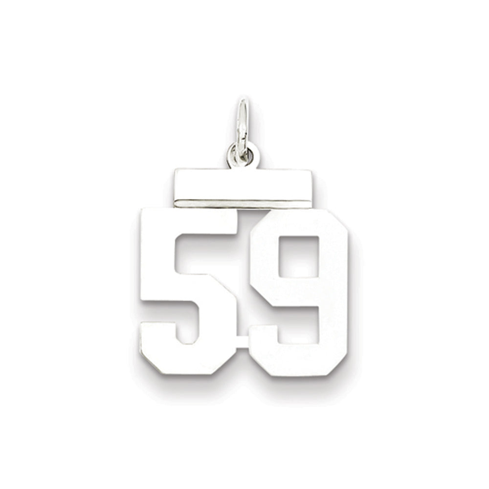 Sterling Silver, Athletic Collection Medium Polished Number 59 Pendant, Item P14042-59 by The Black Bow Jewelry Co.