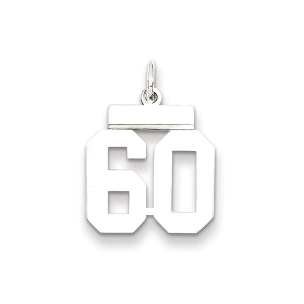 Sterling Silver, Athletic Collection Medium Polished Number 60 Pendant, Item P14042-60 by The Black Bow Jewelry Co.