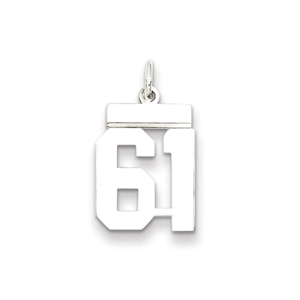 Sterling Silver, Athletic Collection Medium Polished Number 61 Pendant, Item P14042-61 by The Black Bow Jewelry Co.