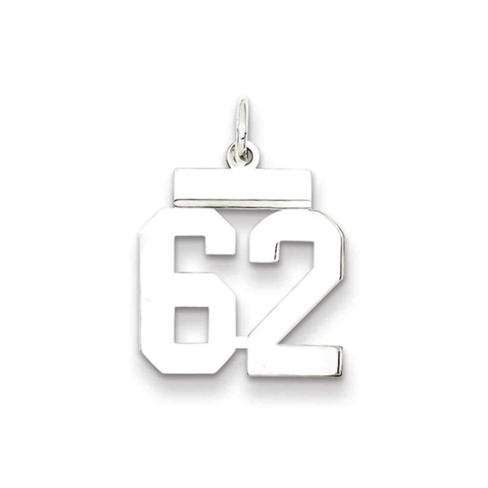 Sterling Silver, Athletic Collection Medium Polished Number 62 Pendant, Item P14042-62 by The Black Bow Jewelry Co.
