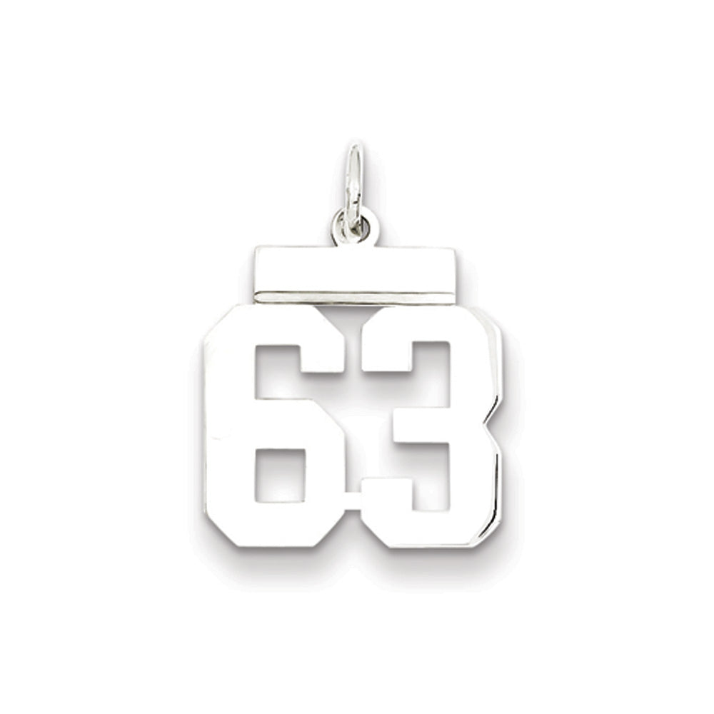 Sterling Silver, Athletic Collection Medium Polished Number 63 Pendant, Item P14042-63 by The Black Bow Jewelry Co.