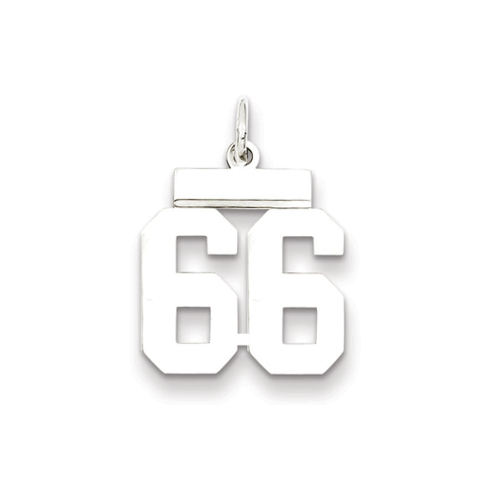 Sterling Silver, Athletic Collection Medium Polished Number 66 Pendant, Item P14042-66 by The Black Bow Jewelry Co.