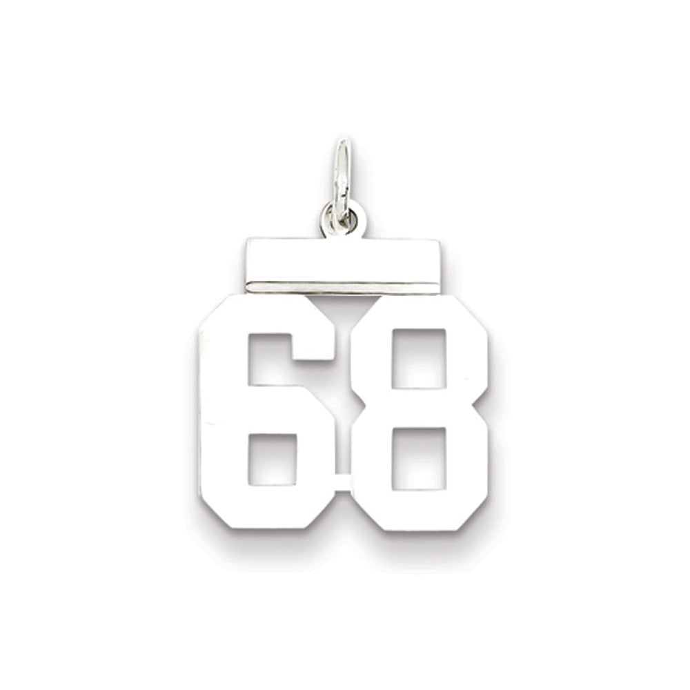 Sterling Silver, Athletic Collection Medium Polished Number 68 Pendant, Item P14042-68 by The Black Bow Jewelry Co.