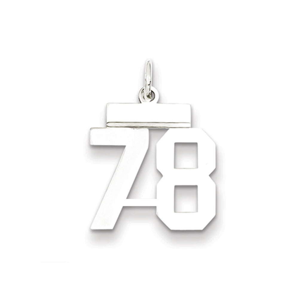 Sterling Silver, Athletic Collection Medium Polished Number 78 Pendant, Item P14042-78 by The Black Bow Jewelry Co.