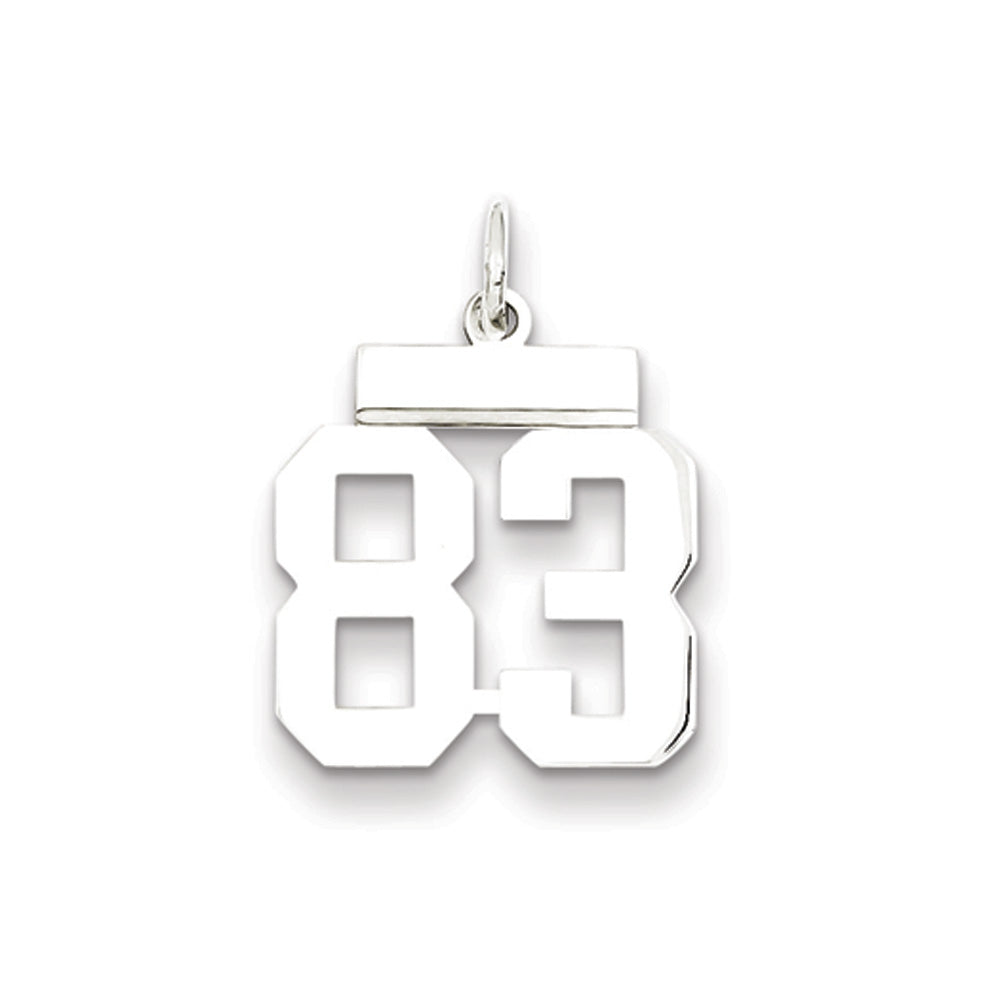 Sterling Silver, Athletic Collection Medium Polished Number 83 Pendant, Item P14042-83 by The Black Bow Jewelry Co.