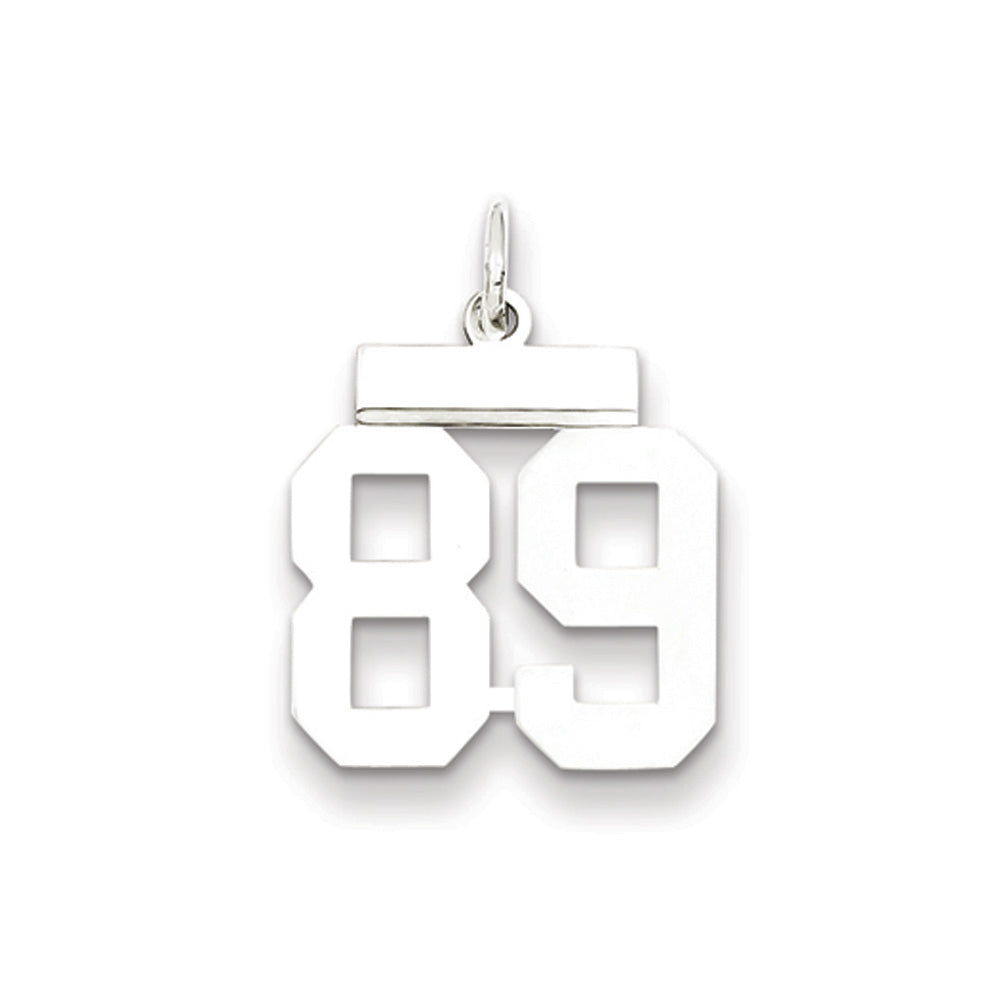 Sterling Silver, Athletic Collection Medium Polished Number 89 Pendant, Item P14042-89 by The Black Bow Jewelry Co.