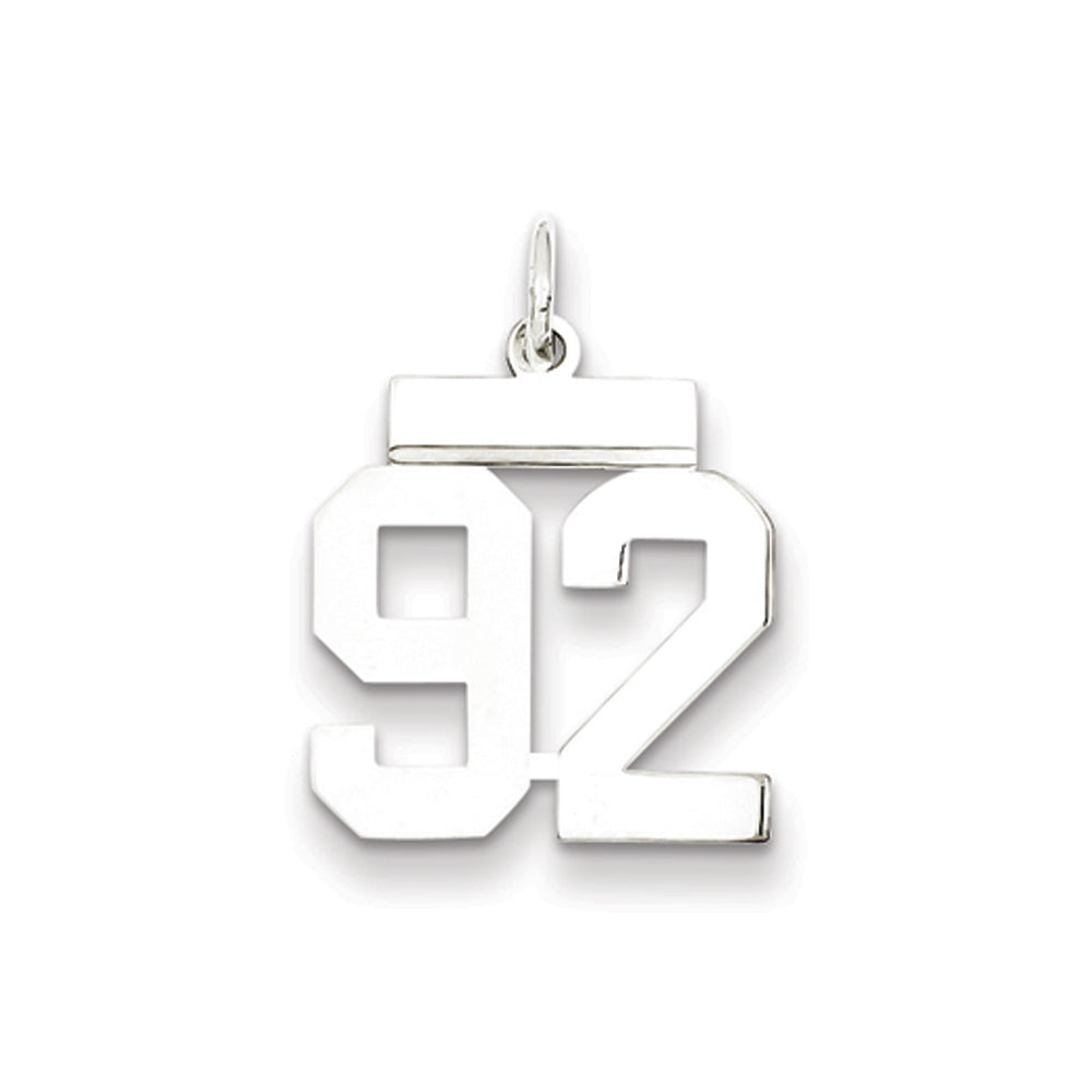 Sterling Silver, Athletic Collection Medium Polished Number 92 Pendant, Item P14042-92 by The Black Bow Jewelry Co.