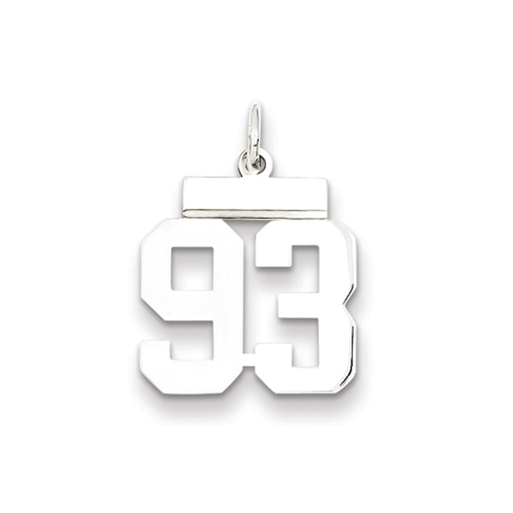 Sterling Silver, Athletic Collection Medium Polished Number 93 Pendant, Item P14042-93 by The Black Bow Jewelry Co.