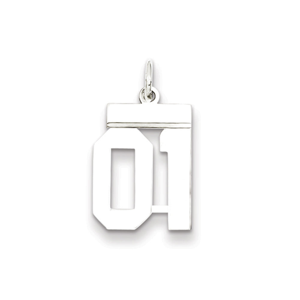 Sterling Silver, Athletic Collection, Small Polished Number 01 Pendant, Item P10407-01 by The Black Bow Jewelry Co.
