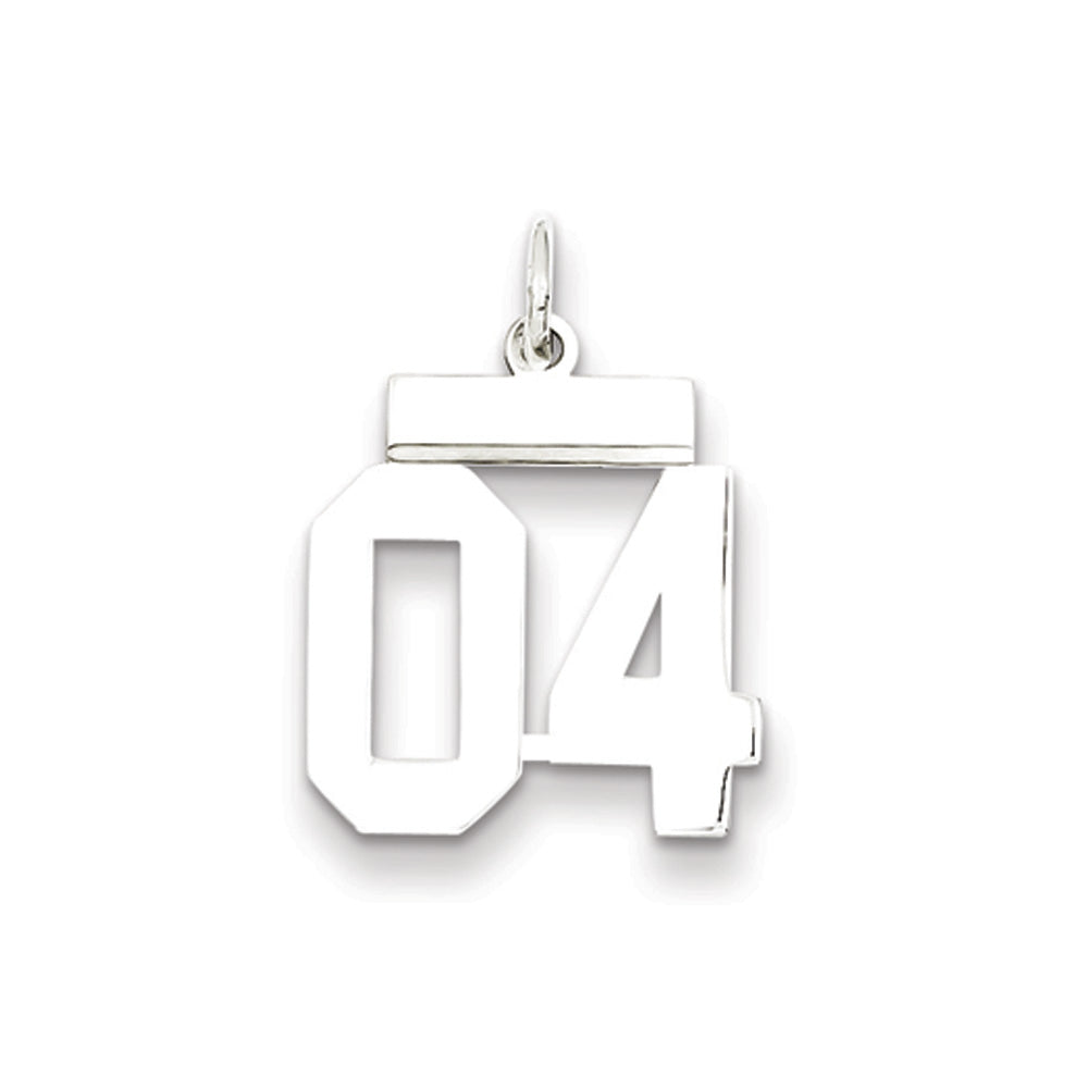 Sterling Silver, Athletic Collection, Large Polished Number 04 Pendant, Item P14043-04 by The Black Bow Jewelry Co.