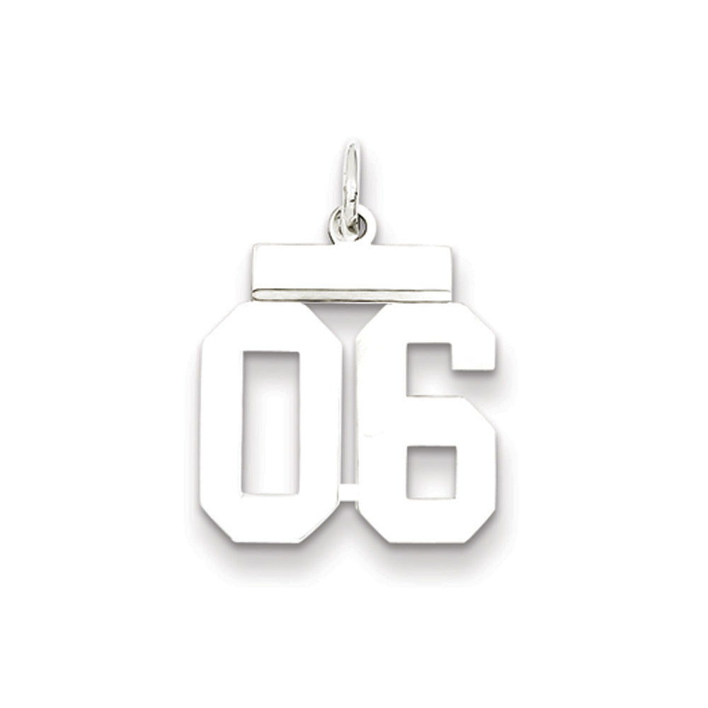 Sterling Silver, Athletic Collection, Small Polished Number 06 Pendant, Item P10407-06 by The Black Bow Jewelry Co.