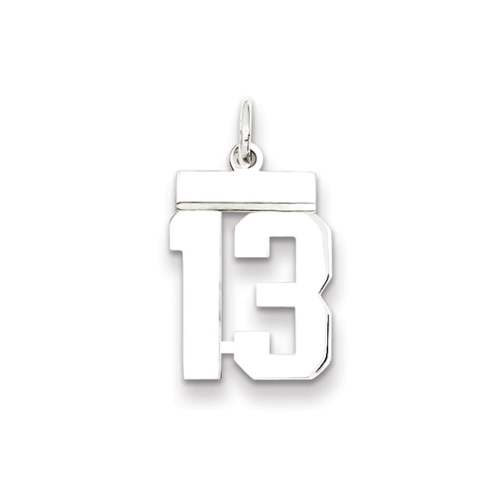 Sterling Silver, Athletic Collection, Large Polished Number 13 Pendant, Item P14043-13 by The Black Bow Jewelry Co.