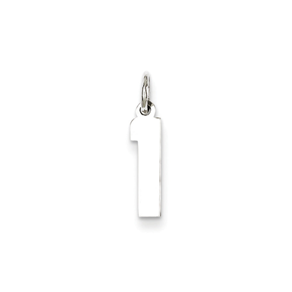 Sterling Silver, Athletic Collection, Large Polished Number 1 Pendant, Item P14043-1 by The Black Bow Jewelry Co.