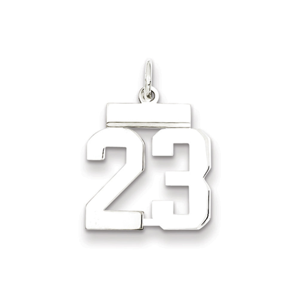 Sterling Silver, Athletic Collection, Small Polished Number 23 Pendant, Item P10407-23 by The Black Bow Jewelry Co.