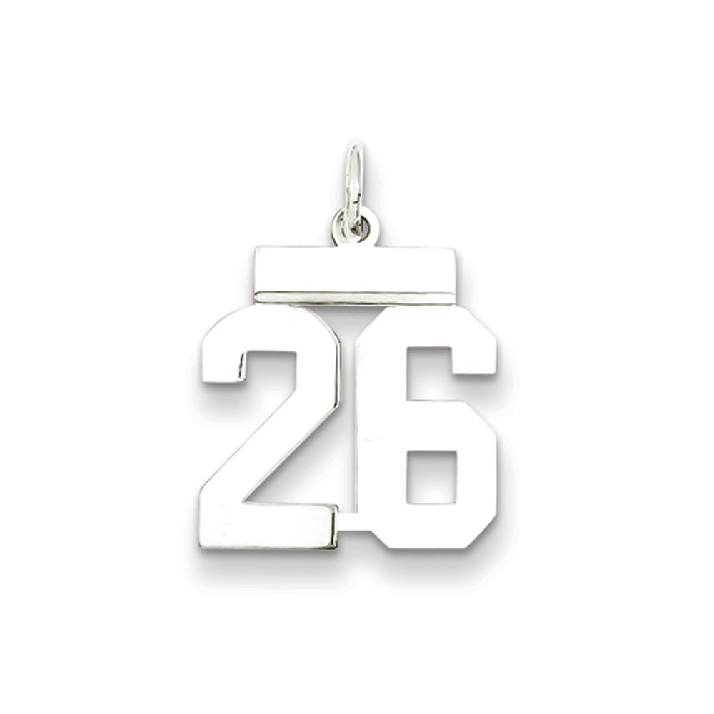 Sterling Silver, Athletic Collection, Small Polished Number 26 Pendant, Item P10407-26 by The Black Bow Jewelry Co.