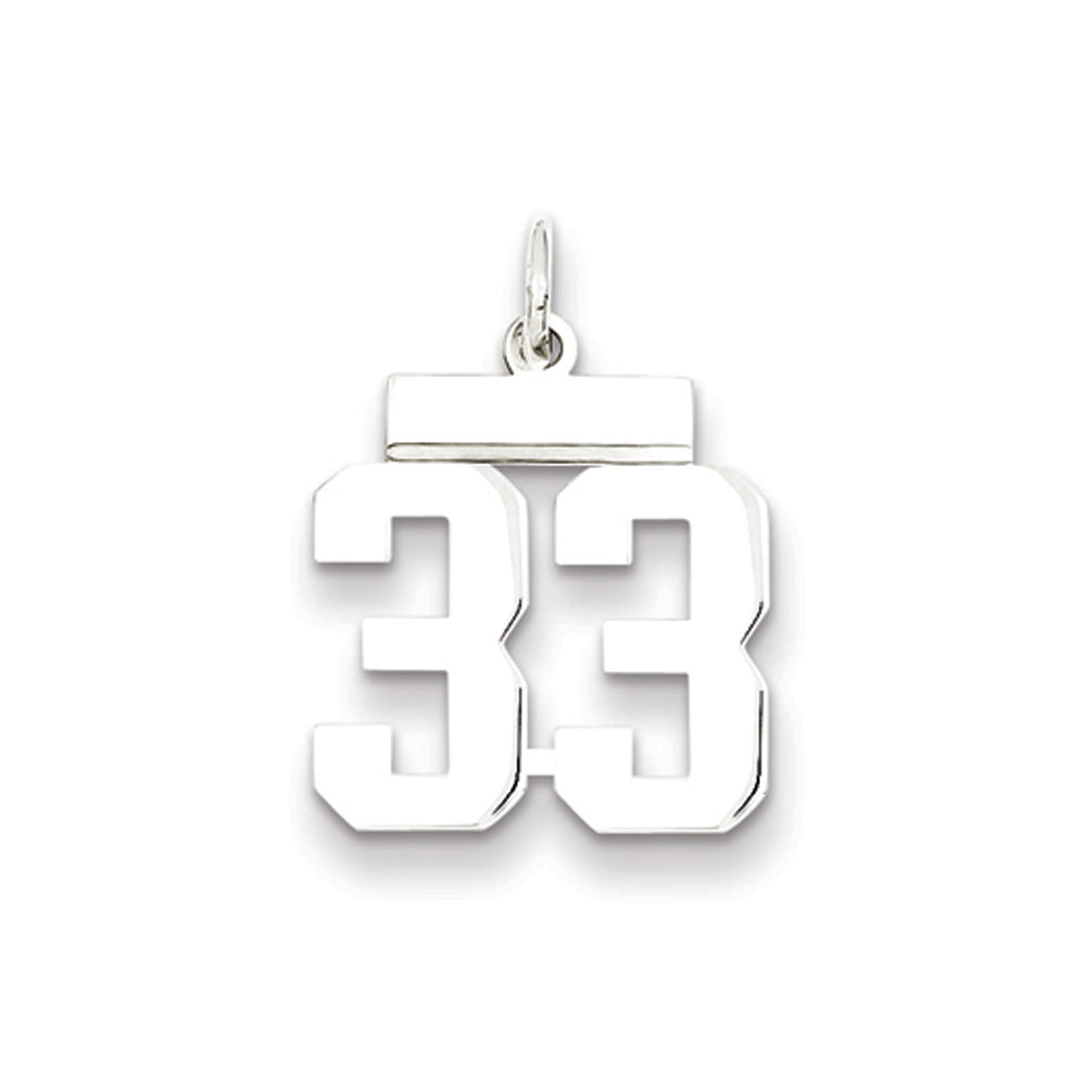Sterling Silver, Athletic Collection, Large Polished Number 33 Pendant, Item P14043-33 by The Black Bow Jewelry Co.