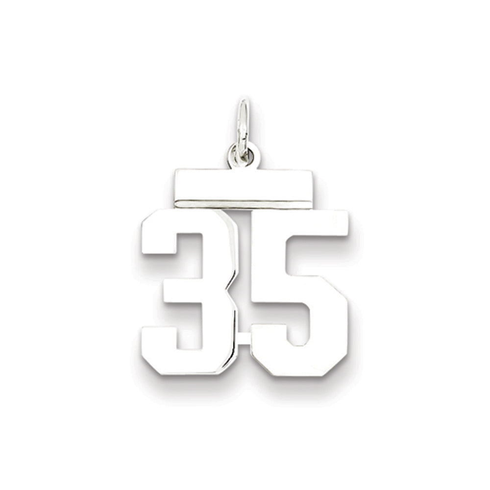 Sterling Silver, Athletic Collection, Small Polished Number 35 Pendant, Item P10407-35 by The Black Bow Jewelry Co.