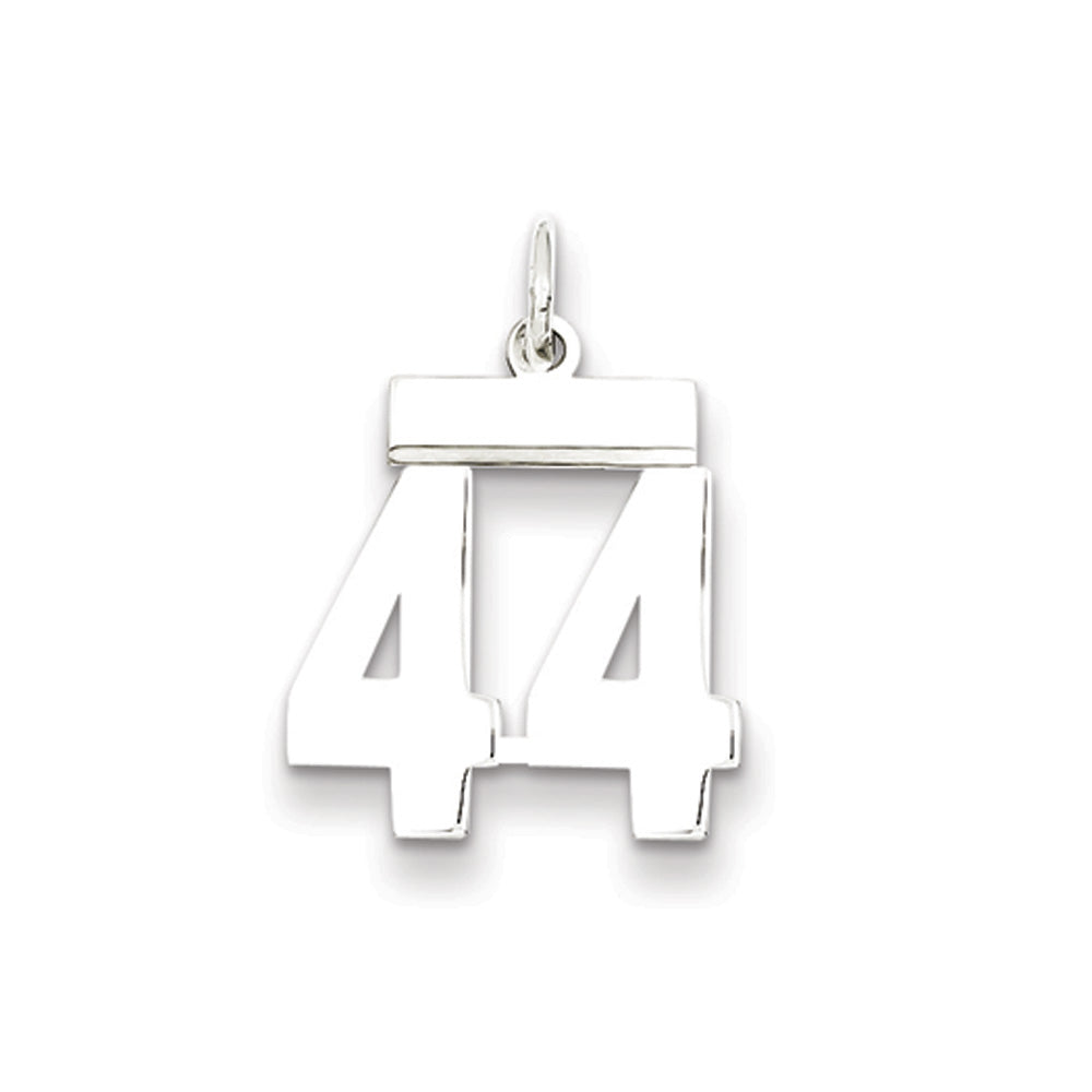 Sterling Silver, Athletic Collection, Small Polished Number 44 Pendant, Item P10407-44 by The Black Bow Jewelry Co.