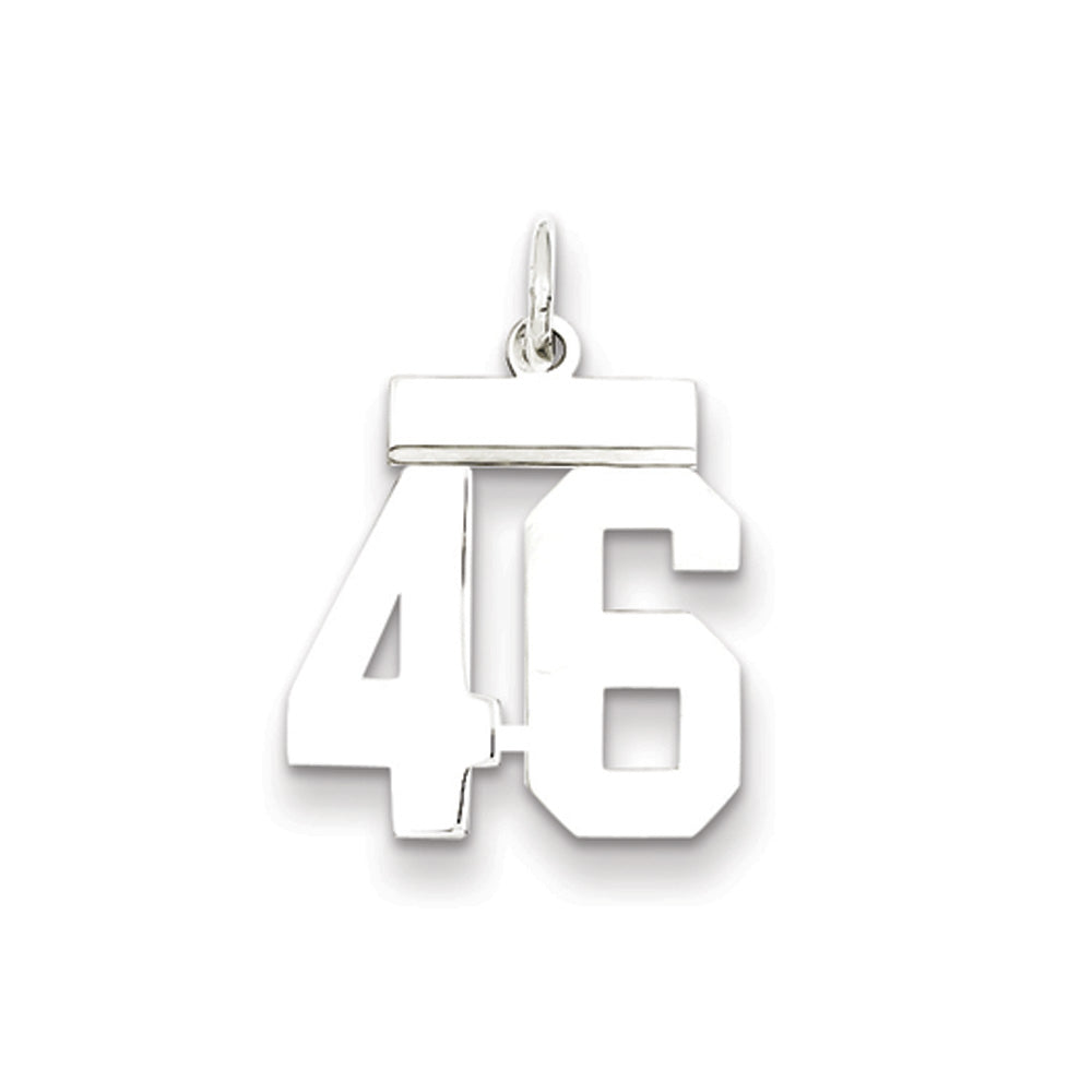 Sterling Silver, Athletic Collection, Small Polished Number 46 Pendant, Item P10407-46 by The Black Bow Jewelry Co.