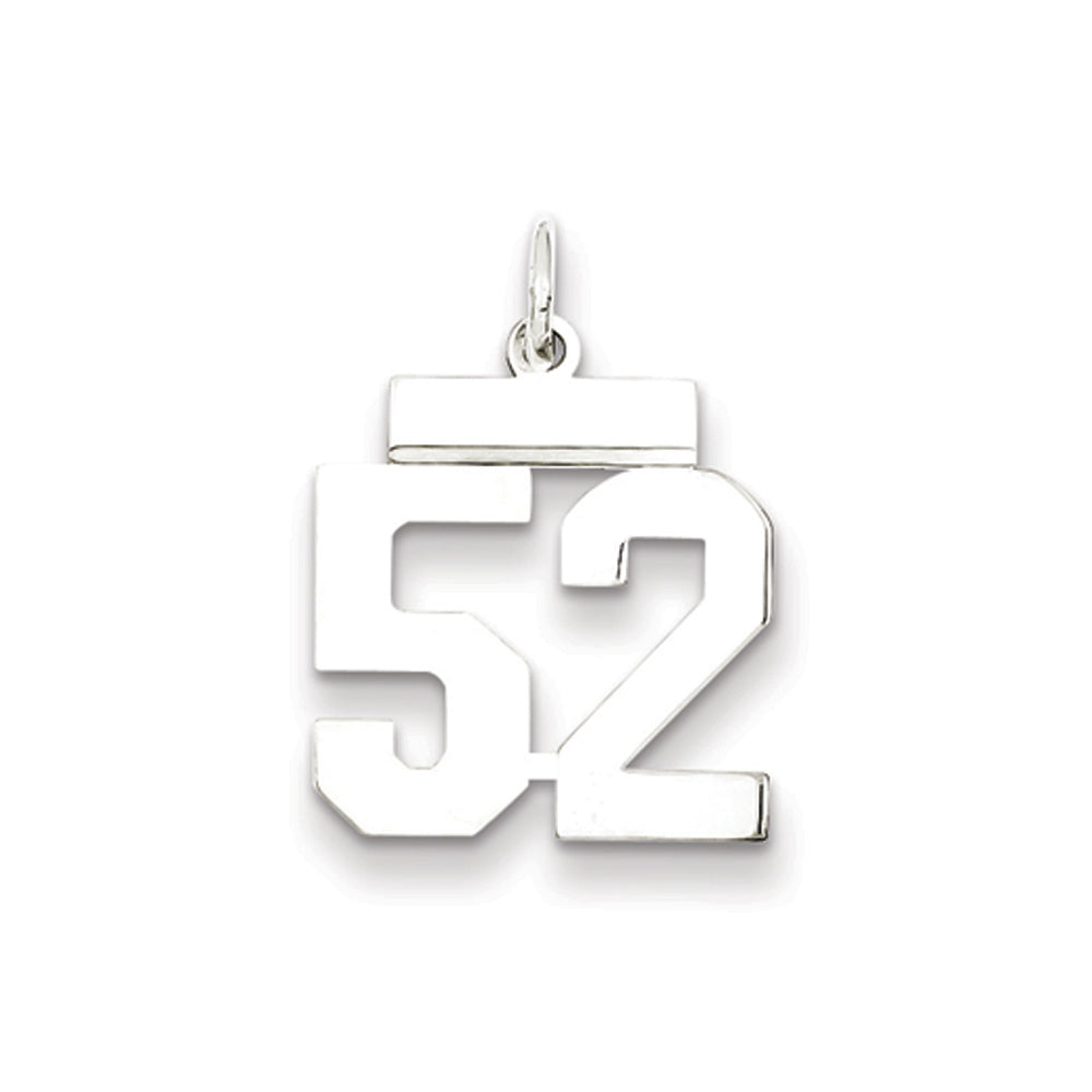 Sterling Silver, Athletic Collection, Large Polished Number 52 Pendant, Item P14043-52 by The Black Bow Jewelry Co.