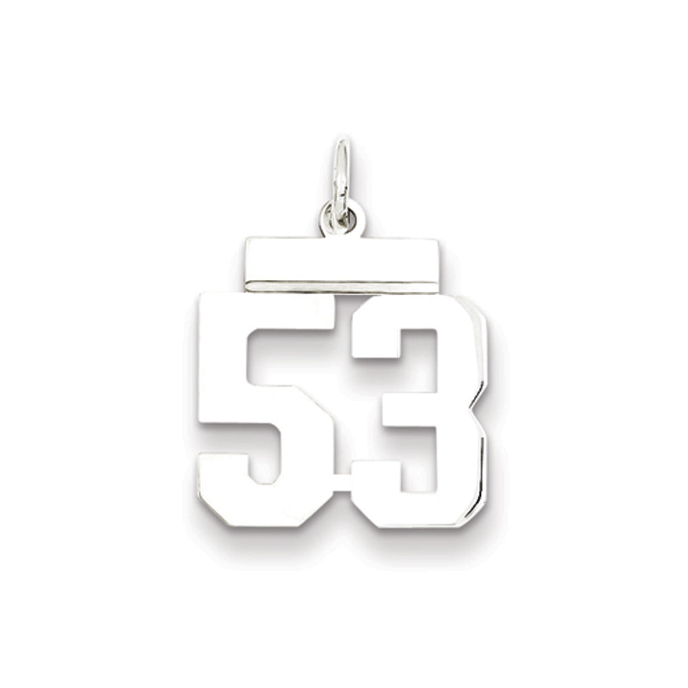 Sterling Silver, Athletic Collection, Small Polished Number 53 Pendant, Item P10407-53 by The Black Bow Jewelry Co.