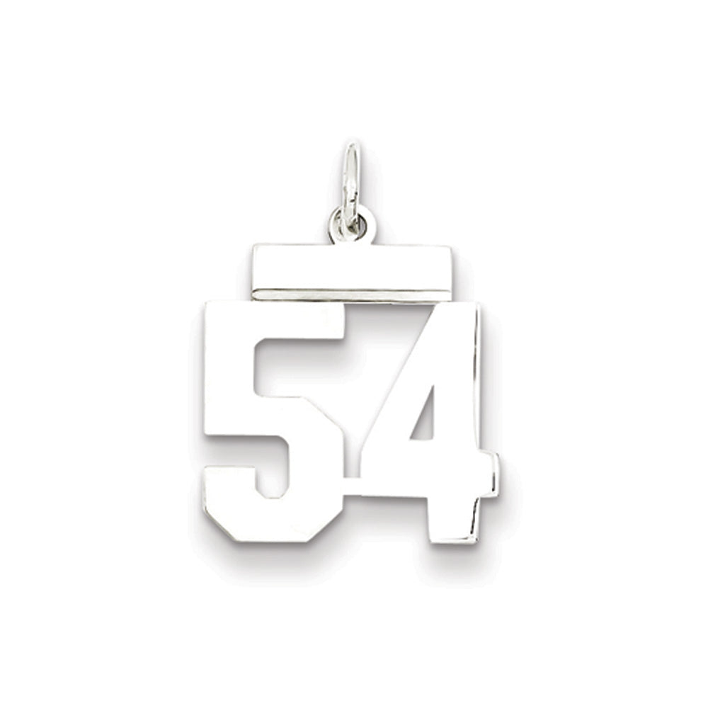 Sterling Silver, Athletic Collection, Small Polished Number 54 Pendant, Item P10407-54 by The Black Bow Jewelry Co.
