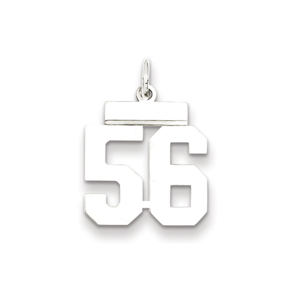 Sterling Silver, Athletic Collection, Small Polished Number 56 Pendant, Item P10407-56 by The Black Bow Jewelry Co.