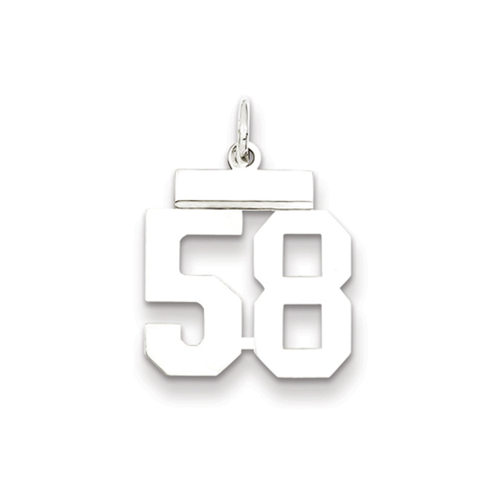 Sterling Silver, Athletic Collection, Small Polished Number 58 Pendant, Item P10407-58 by The Black Bow Jewelry Co.